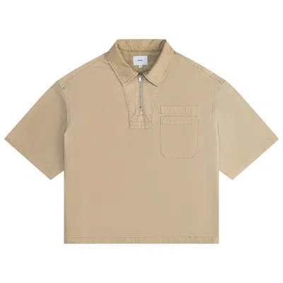 Pre-owned Rhude Boxy Half Zip Spray Short-sleeve Shirt 'khaki' In Green
