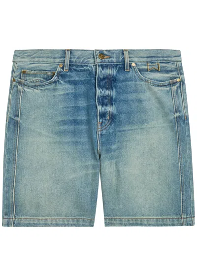 Rhude Boxy Traxedo Denim Shorts In Blue