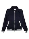 Rhude Boys Signature Varsity-stripe Bomber Jacket In Blue