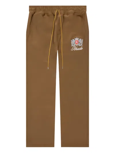 Rhude Brentwood Embroidered Track Pants In Brown