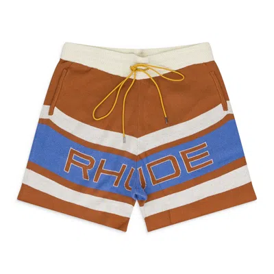 Rhude Brown Pravil Racing Knit Short In Multi