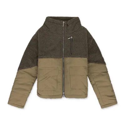 Rhude Brown Two Tone Sherpa Zip-up In Green