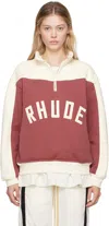 RHUDE BURGUNDY & OFF-WHITE 'CHAMONIX' SWEATSHIRT