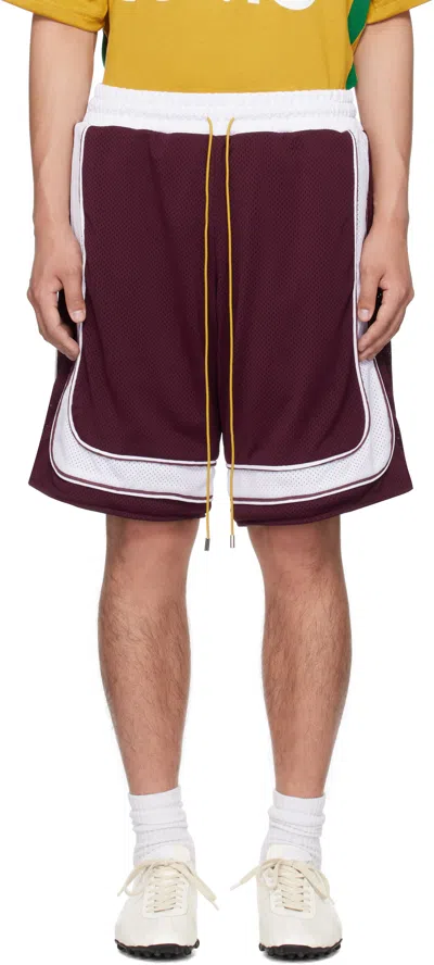 Rhude Burgundy & White Como Basketball Shorts