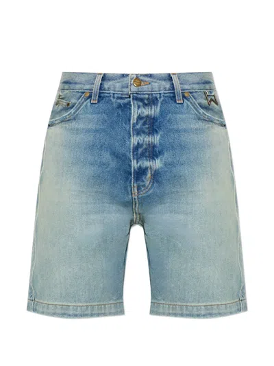 Rhude Buttoned Denim Shorts In Blue
