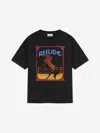 Rhude Cadre Noir Logo-print Cotton-jersey T-shirt In Black