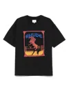 Rhude Cadre Noir Logo-print Cotton-jersey T-shirt In Black