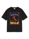 Rhude Cadre Noir Logo-print Cotton-jersey T-shirt In Black