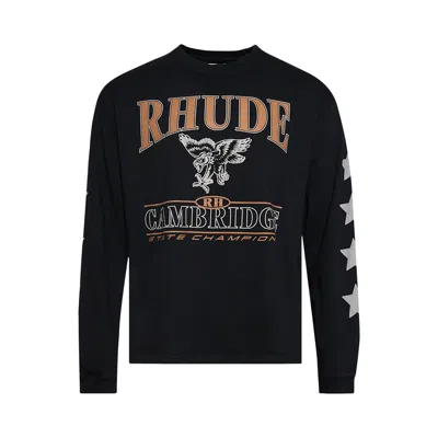 Pre-owned Rhude Cambridge State Champs Long-sleeve Tee 'vintage Black' | Men's Size L