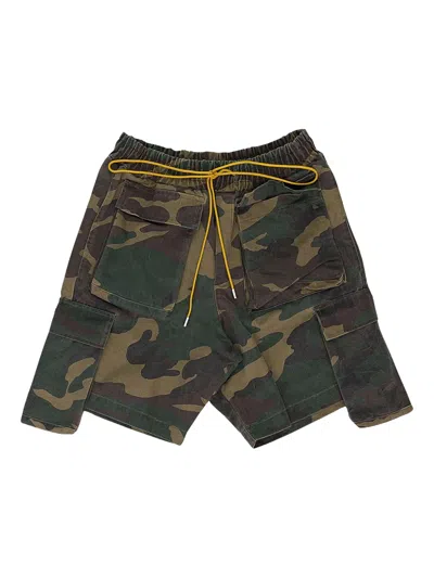 Rhude Camouflage-pattern Cargo Shorts In Green