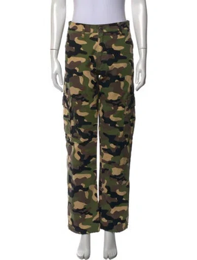 Pre-owned Rhude Camouflage Print Straight Leg Pants In Green
