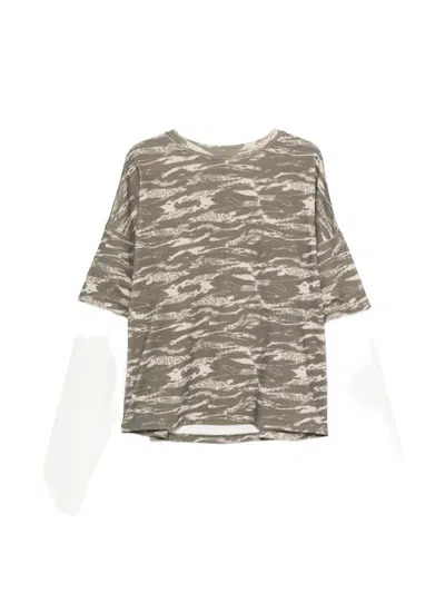 Rhude Camouflage-print Layered-sleeve T-shirt In Brown