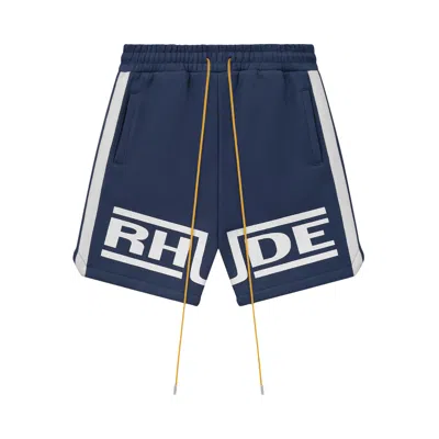 Pre-owned Rhude Campione Baggy Track Short 'blue/white'