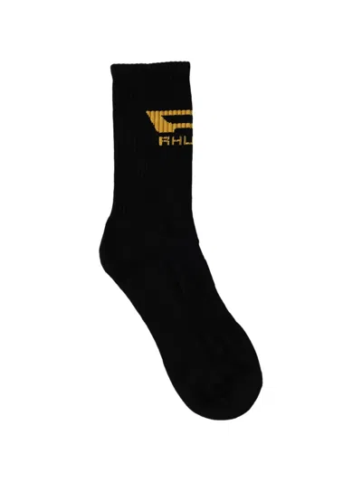 Rhude Campione Logo Socks In Black
