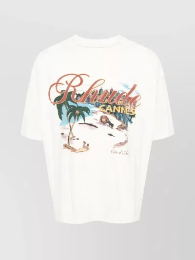 RHUDE CANNES GRAPHIC PRINT CREW NECK T-SHIRT