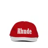 Rhude Logo-embroidered Two-tone Cap In Red
