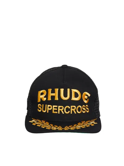 Rhude Supercross Trucker Logo-embroidered Cap In Black