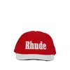 Rhude Logo-embroidered Two-tone Cap In Red