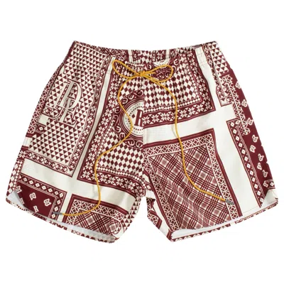 Pre-owned Rhude Card Print Swim Trunk 'maroon/multicolor' | Multi-color | Men's Size Xs