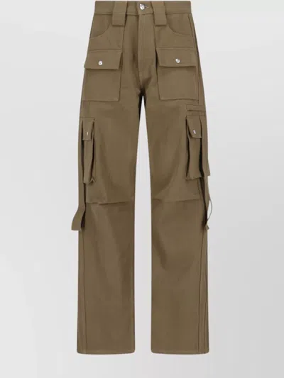 Rhude Cargo Pocket Straight Leg Trousers Button Belt In Brown