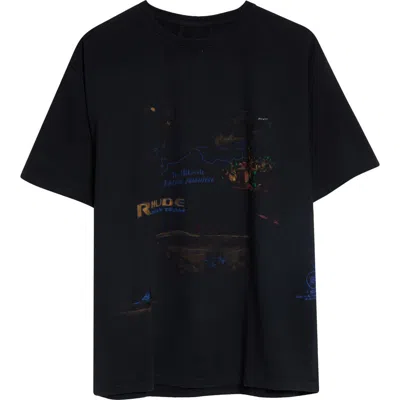 Rhude Carnet De Voyage Graphic T-shirt In Black