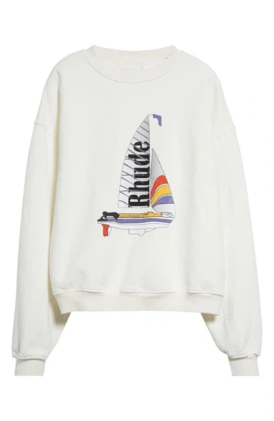 Rhude Catamaran Champion Graphic Sweatshirt In Cream