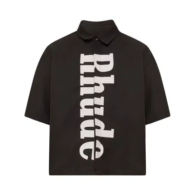 Pre-owned Rhude Center Logo Button Up Shirt 'black/white' | Men's Size L