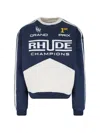 Rhude Men's Champions Colorblock Sweatshirt In Blue