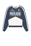 Rhude Men's Champions Colorblock Sweatshirt In Navy & Vintage White