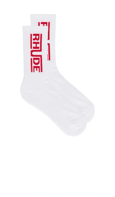 Rhude Champions Logo Sock In White