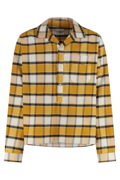 Rhude Checked Cotton Shirt In Yellow