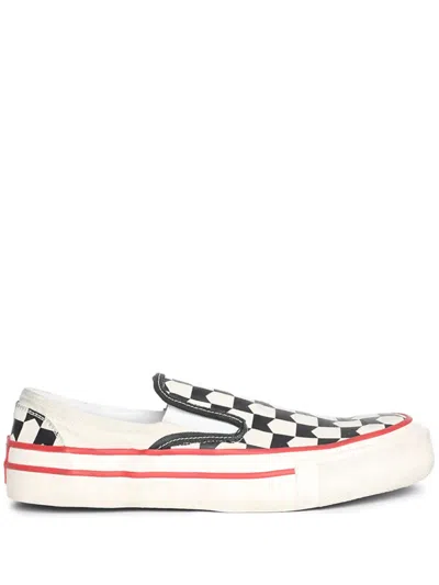 Rhude Checked Slip-on Sneakers In White