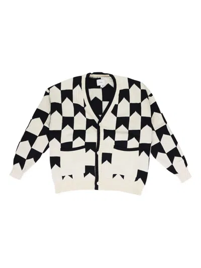 Rhude Checkered Cardigan In Black