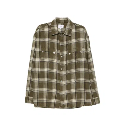 RHUDE CHECK-PATTERN DISTRESSED-EFFECT SHIRT