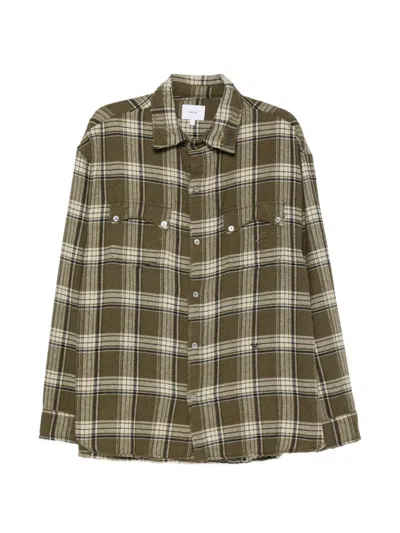 RHUDE CHECK-PATTERN DISTRESSED-EFFECT SHIRT