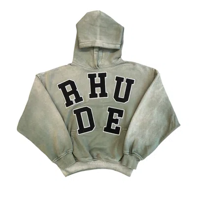 Pre-owned Rhude Chenille Patch Logo Hoodie 'washed Olive/black' | Green | Men's Size Xl