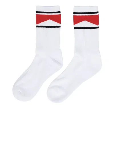 Rhude Chevron-design Socks In White