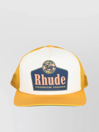 Rhude Logo-print Cotton Cap In Yellow