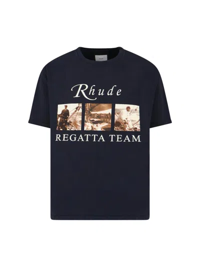 RHUDE CLASSIC BLACK T-SHIRT WITH CREW NECKLINE AND TIMELESS APPEAL