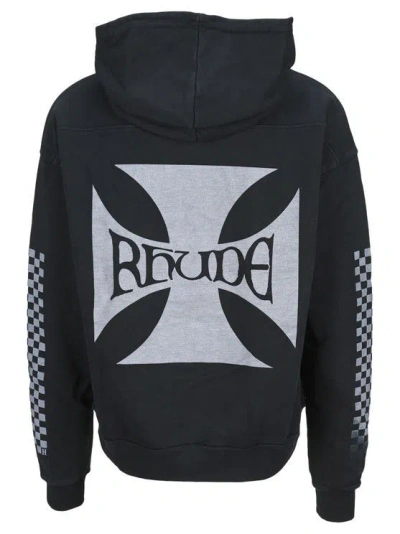 Pre-owned Rhude Classic Checker Hoodie In Black