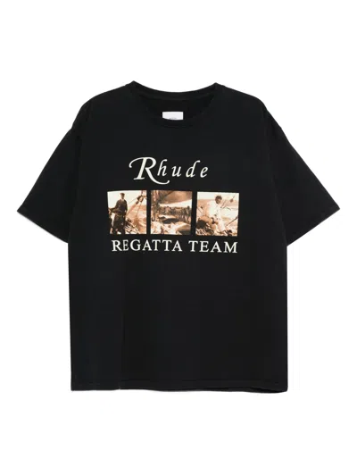 Rhude Classic Crew Neck T-shirt With Front Print In Black