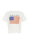 Rhude Graphic Print Crew Neck Short Sleeve T-shirt In White