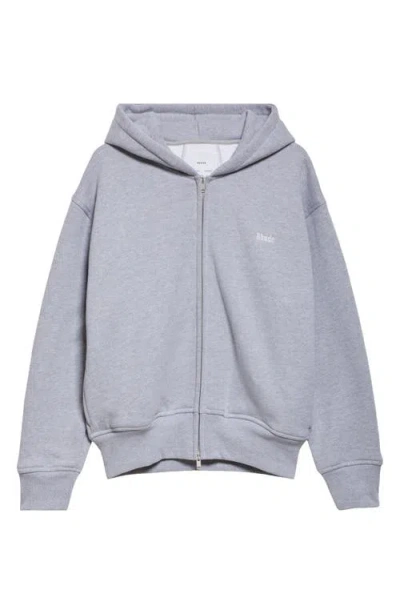 Rhude Classique Full Zip Hoodie In Heather Grey 3048