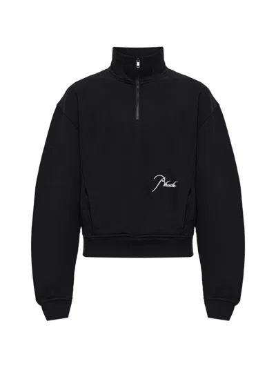 Rhude Classique Logo-embroidered Quarter-zip Sweater In Black