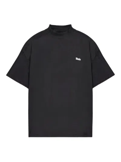 Rhude Classique Mock Neck Tee In Black