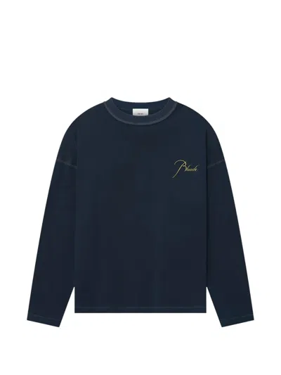 Rhude Classique Reverse Long-sleeve Sweater In Blue