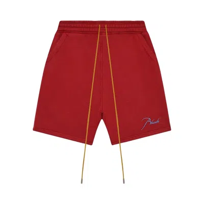 Pre-owned Rhude Classique Sweatshort Riviera 'red/sky Blue' | Men's Size Xl