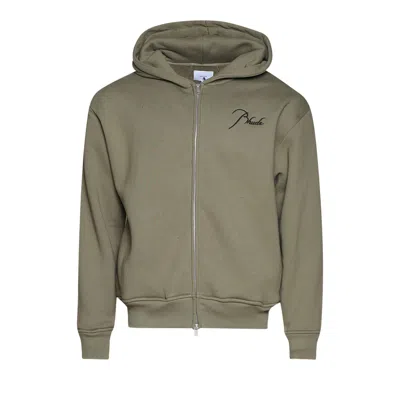 Pre-owned Rhude Classique Zip Up Hoodie 'moss Green/black' | Men's Size Xl