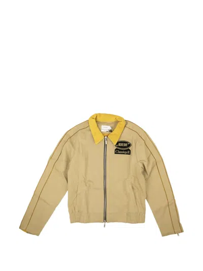 Rhude Classiquef Logo-patch Cotton-twill Jacket In Neutral