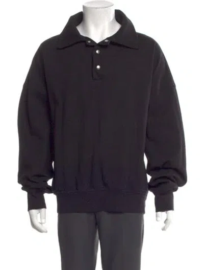Pre-owned Rhude Collar Long Sleeve Polo Shirt In Black